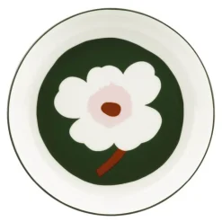 Unikko dyp tallerken 20,5 cm hvit/mørk grønn/rosa