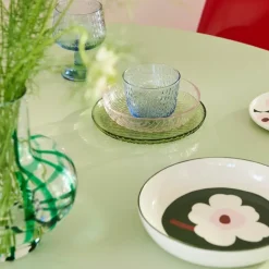 Unikko dyp tallerken 20,5 cm hvit/mørk grønn/rosa