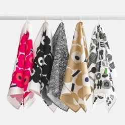 Unikko kjøkkenhåndkle 47x70 cm 2 stk hvit/rød