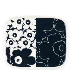 Unikko Kollaasi asjett 15x12 cm hvit/mørkeblå