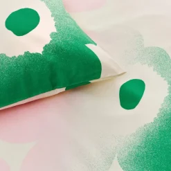 Unikko putetrekk 50x70 cm hvit/rosa/grønn