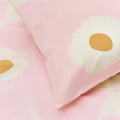 Unikko sengesett 150x210 cm hvit/rosa/beige