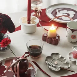 Unikko telysholder 3x10 cm reddish brown