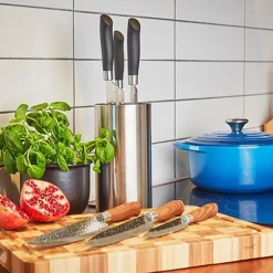Universal knivblokk 22,5 cm børstet stål