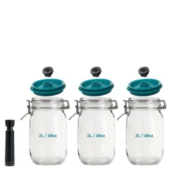 Vakuumforsegler krukker 3 stk 2L grønn