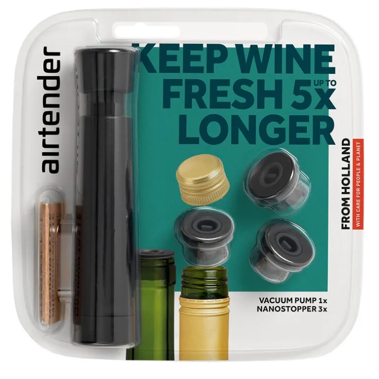 Vakuumforsegler vin 3 stk stoppers svart