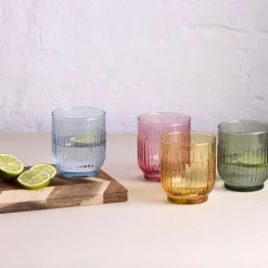 Vannglass farget 33 cl 4 stk mix