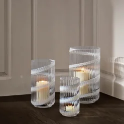 Vase munnblåst glass 25 cm swirl white