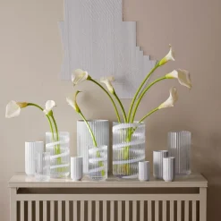 Vase munnblåst glass 25 cm swirl white