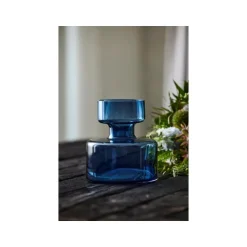 Vase tubular 20 cm blå glass