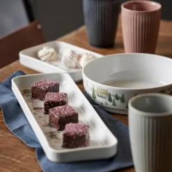 Vinter fat rektangulært 36x12 cm Ildfast porselen hvit