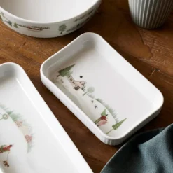 Vinter fat rektangulært 18x12 cm Ildfast porselen hvit