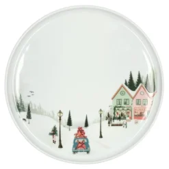 Vinter tallerken flat rett kant 20 cm Ildfast porselen hvit