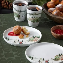 Vinter tallerken flat rett kant 20 cm Ildfast porselen hvit