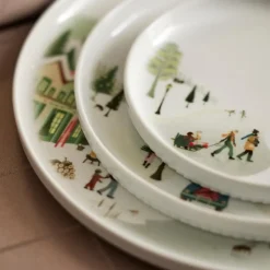 Vinter tallerken flat rett kant 20 cm Ildfast porselen hvit