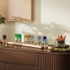 Vodka shotglass 12 stk med brett flerfarget