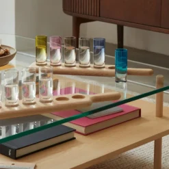 Vodka shotglass 6 stk med brett flerfarget