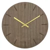 Walnut veggklokke 28 cm valnøtt m/gull viser
