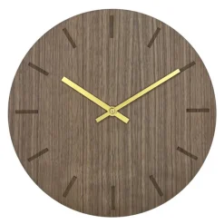 Walnut veggklokke 28 cm valnøtt m/gull viser