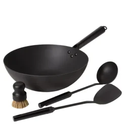 Woksett karbonstål med redskap 32 cm