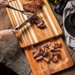 Wooden board skjærefjøl 2 deler 40x30 cm teak