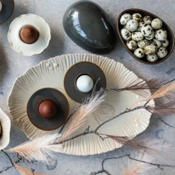 Zen eggeskål 16x11 cm petrol/brun